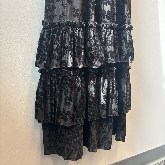 Disturbia Lilias Devoré Tiered Maxi Dress size 2 Black Velvet Goth Whimsygoth - Picture 6 of 14